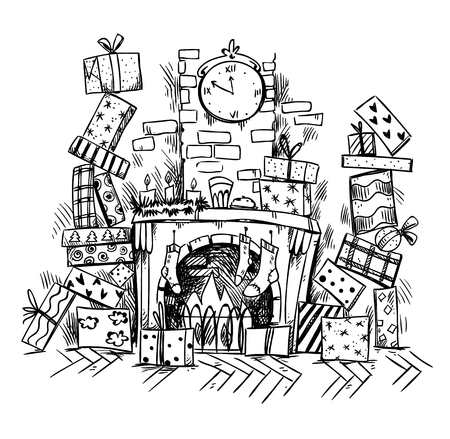 heaps of presents near Christmas Eveのイラスト素材