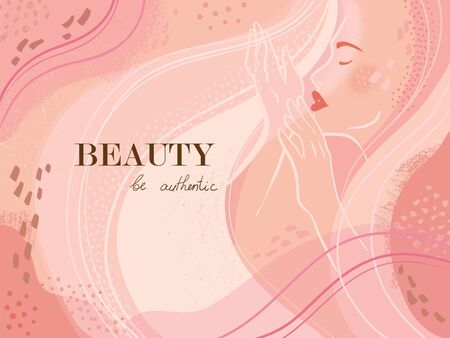Abstract universal beauty template, fashion portrait. Cover, invitation, banner, placard, brochure, poster, card, flyer etc.のイラスト素材