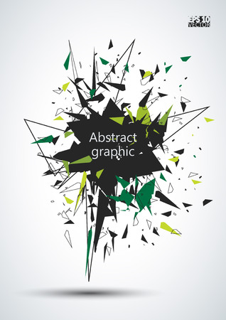Abstract faceted element cracked into multiple fragments. Explosion effect.のイラスト素材