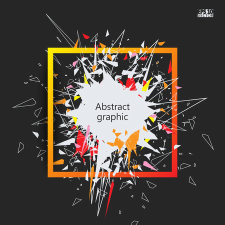 Abstract faceted element cracked into multiple fragments. Explosion effect.のイラスト素材