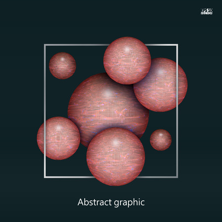 Abstract textured 3d spheres with reflective surface. Eps10 Vector illustrationのイラスト素材