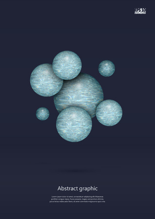 Abstract textured 3d spheres with reflective surface. Eps10 Vector illustrationのイラスト素材