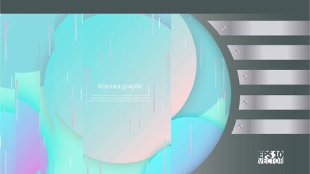 Colorful glitch circles, frame with neon glitch effect on gradient background. Eps10 Vector illustrationのイラスト素材