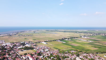 Aerial view of the city of Situbondo, east java, Indonesiaの写真素材