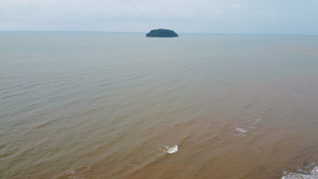 Panoramic view of the sea and the island,の写真素材