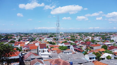 Panoramic view of the city of Kampong Thom of Cambodiaの写真素材