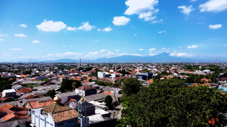 Panoramic view of the city of Depok, Indonesiaの写真素材