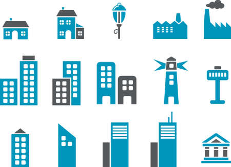 City Icon Set - Vector icons pack - Blue Seriesのイラスト素材