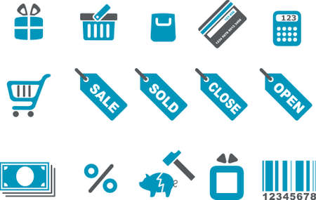 Vector icons pack - Blue Series, shopping collectionのイラスト素材