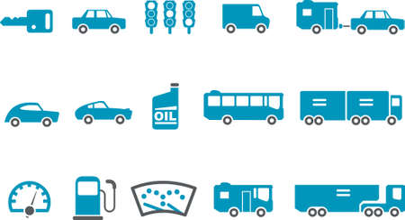 Vector icons pack - Blue Series, transport collectionのイラスト素材