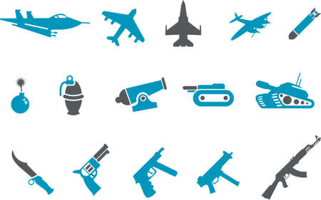 Vector icons pack - Blue Series, weapons collectionのイラスト素材