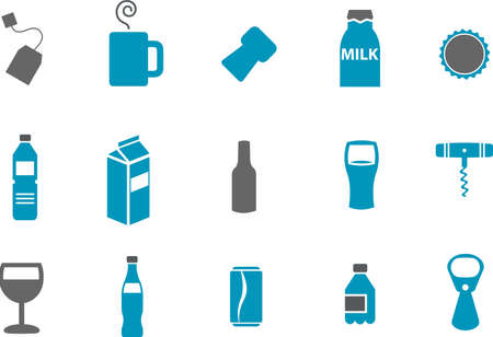 Vector icons pack - Blue Series, drinking collectionのイラスト素材