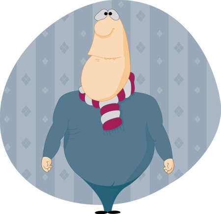 Man with scarf on decorated backgroundのイラスト素材