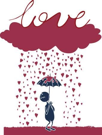 Lover that is dreaming his love under the rainのイラスト素材