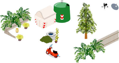 Elements and objects of a gardenのイラスト素材