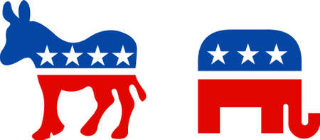 Political symbol of republican elephant and democratic donkeyのeditorial素材