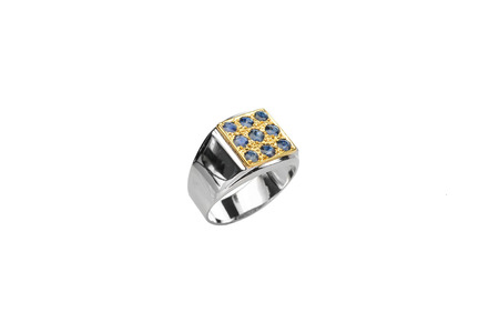 Blue sapphire silver ringの写真素材