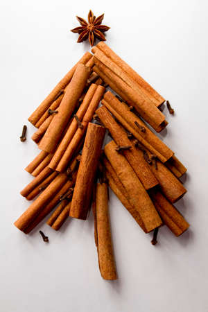 christmas tree made from spicesの写真素材