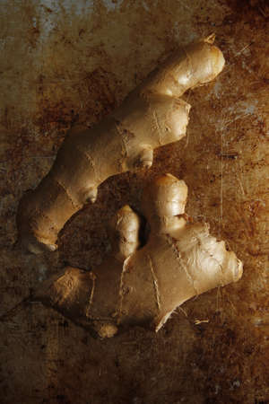 ginger on old vintage metal deskの写真素材