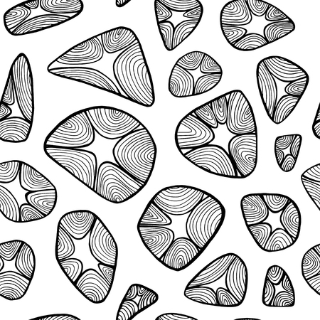 Seamless black-white pattern with abstract figuresの写真素材