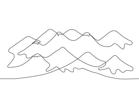 mountains - one line drawing vector. mountain horizontal backgroundのイラスト素材