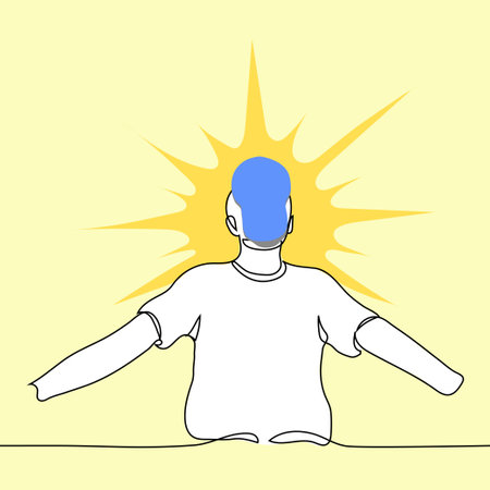 man lies on sand under sunstroke his face is covered with cap - one line drawing vector. concept of overheating under sun, solar attack, hot summer on the beachのイラスト素材