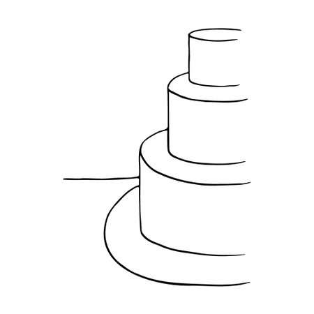 minimalistic three-tier cake stands on a table with empty space - hand drawn minimalistic...