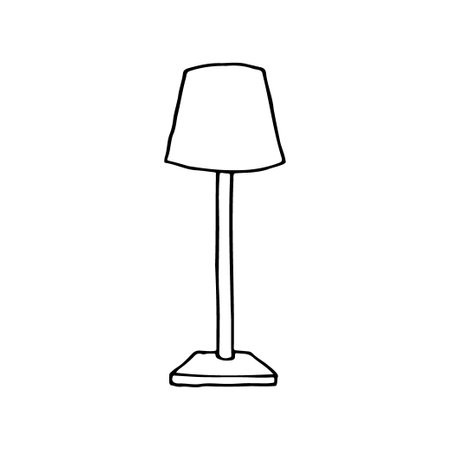 drawing straight lamp with minimalist lampshade - hand drawn line sketchのイラスト素材