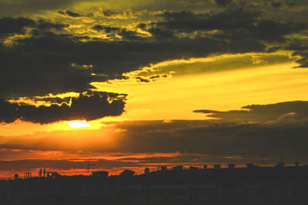 majestic sunset shimmering with colorsの写真素材