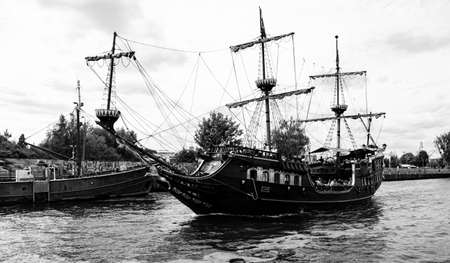 An old pirate ship on the GdaÅsk Bayの写真素材