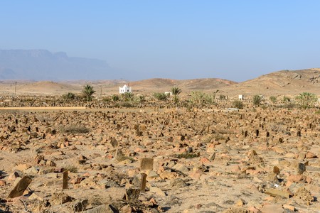 Tombstones in an old cemetery in Mirbat  Oman の写真素材