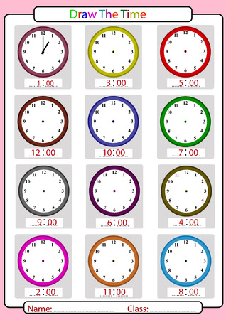 Telling the time, what is the time,のイラスト素材