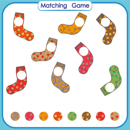 matching game, Find missing part, Visual Educational Game for kids, printable worksheetのイラスト素材