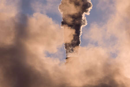 detail of chimney, coal fired power stationの写真素材