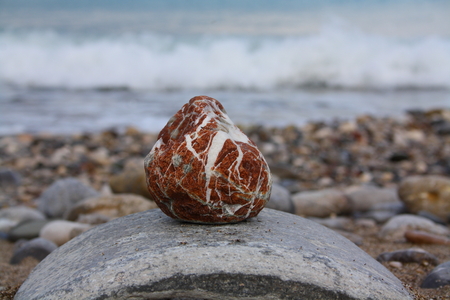 stone at the beachの写真素材