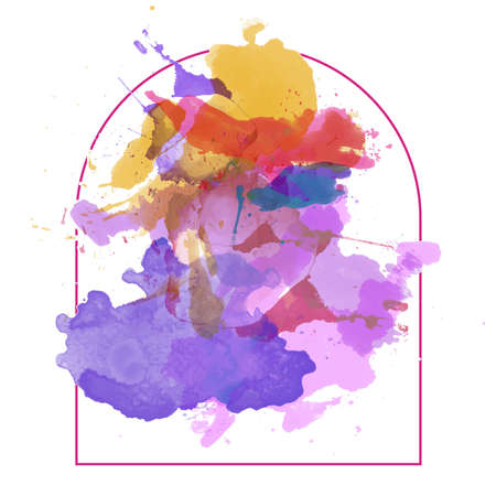 Vector colorful watercolor background. Abstract grunge background. Bright green and yellow spring modern design template with place for your text. Frame from watercolor stains.のイラスト素材