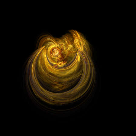 Unusual abstract light effect. Fantastic fractal composition of shining lines on a black background.の写真素材