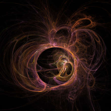 Unusual abstract light effect. Fantastic fractal composition of shining lines on a black background. Footage for creative works, screensaver.の写真素材