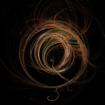 Unusual abstract light effect. Fantastic fractal composition of shining lines on a black background.