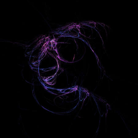 Unusual abstract light effect. Fantastic fractal composition of shining lines on a black background.の写真素材