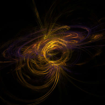 Unusual abstract light effect. Fantastic fractal composition of shining lines on a black background. Footage for creative works, screensaver.の写真素材