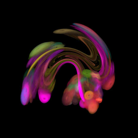 Unusual abstract light effect. Fantastic fractal composition of shining lines on a black background. Footage for creative works, screensaver.の写真素材