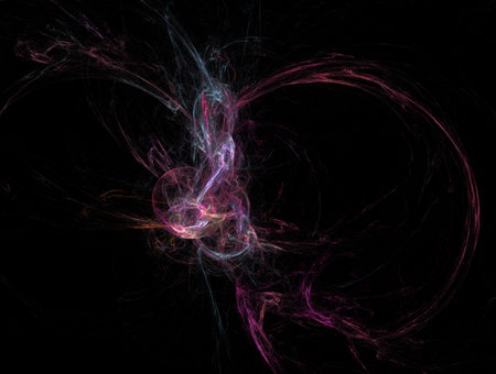 Mystical colored light effects. Footage on a black background for creative artsの写真素材