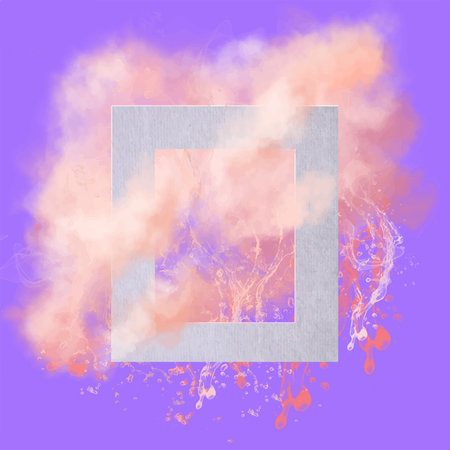 Coral pink cloud with a frame on a purple background. Abstract artistic footage, screensaver for creativityのイラスト素材