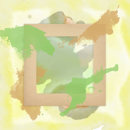 Hand drawn watercolor background with frame. Footage in pastel colorsのイラスト素材