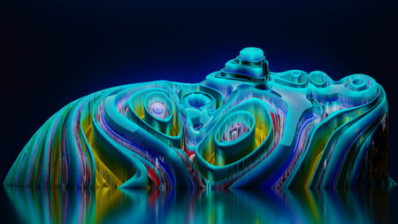 Procedurally generated whimsical deformations of the face fragment sculpture surfaceの写真素材