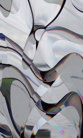 Incredible color reflections and reflections in curved surreal surfacesの写真素材
