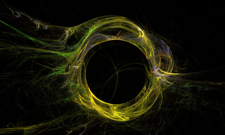 Crazy mystical coloured light effects. Incredible combinations of abstract light lines. Creative footageの写真素材