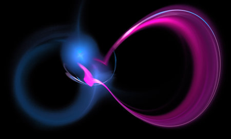 Crazy mystical coloured light effects. Incredible combinations of abstract light lines, fractal shapeの写真素材