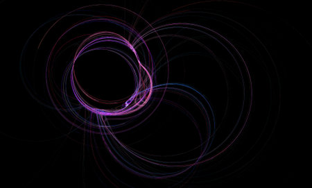 Crazy mystical coloured light effects. Incredible combinations of abstract light lines, fractal shapeの写真素材